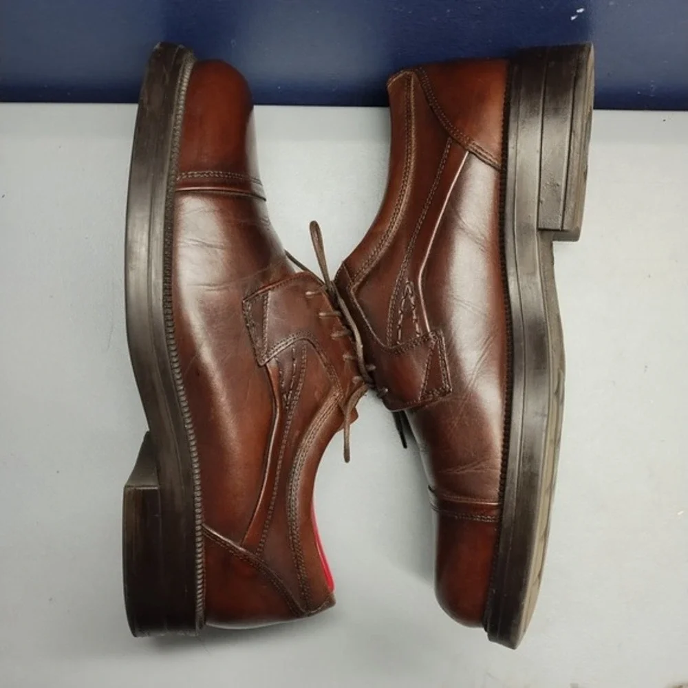Cease by Florsheim Oxford Shoes Mens US‎ 10M Brown Leather Shock Cushion Lace Up